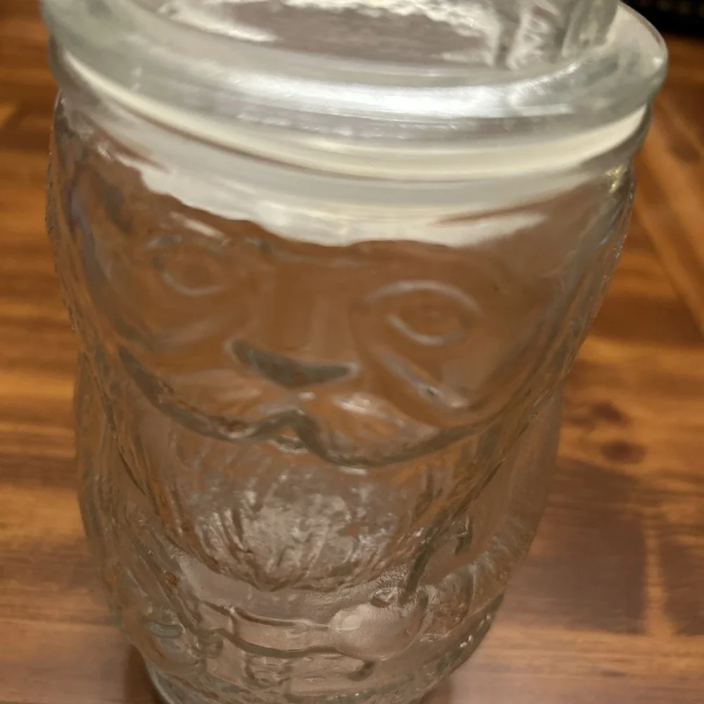 Vintage Glass Santa Candy Jar Marked Canada‎ 8 Inches
